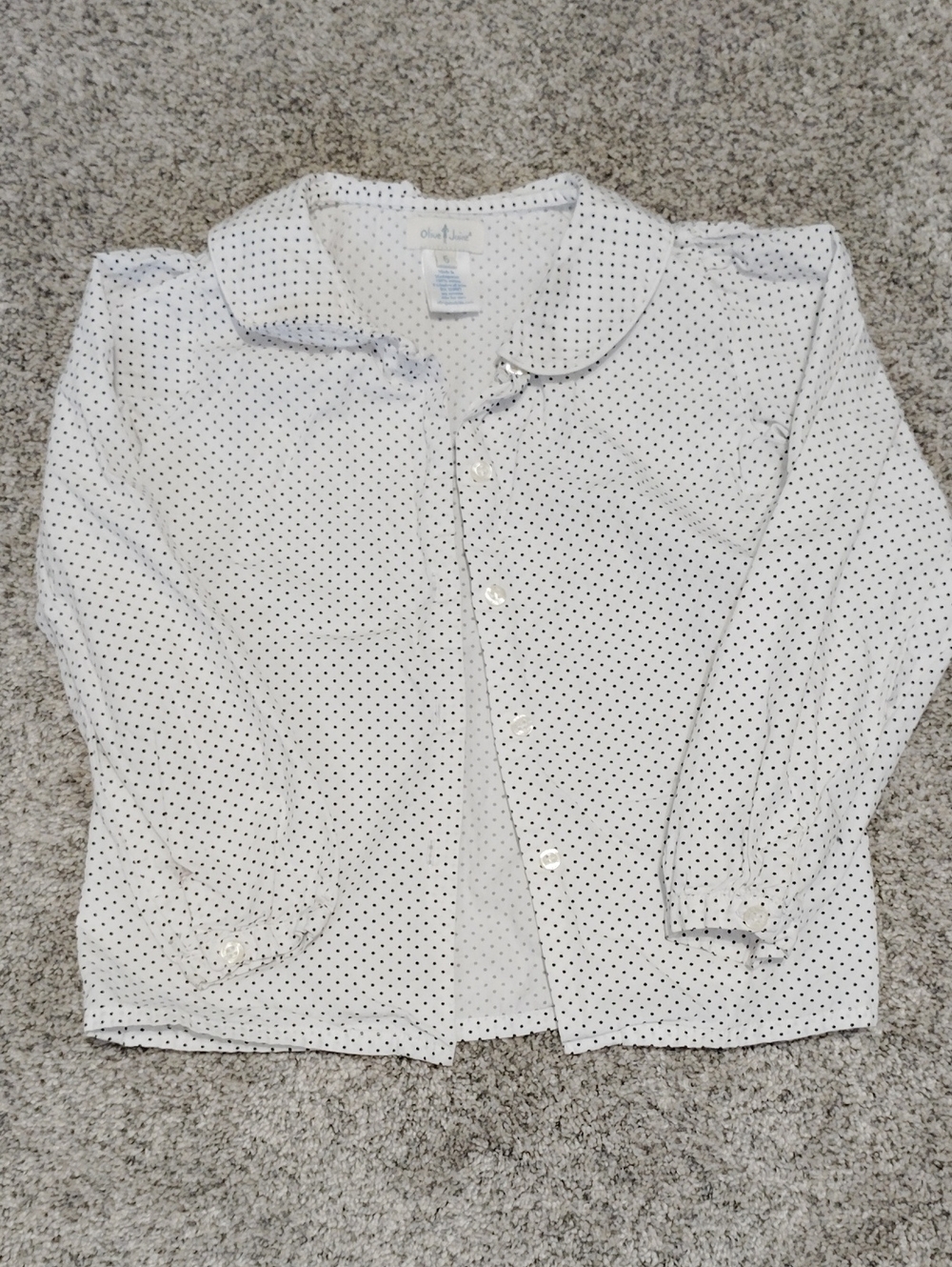 Olive Juice White Long-Sleeve Polka Dot Button Front Blouse